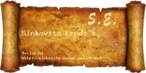 Sinkovits Ernák névjegykártya